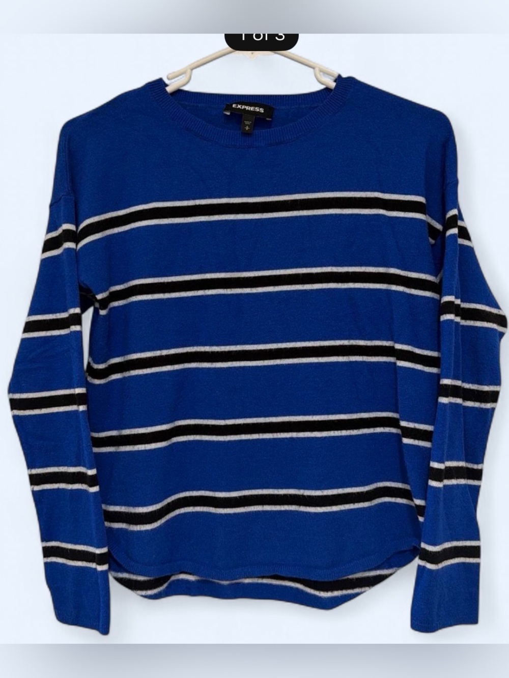 Express Blue Striped Crewneck Sweater
